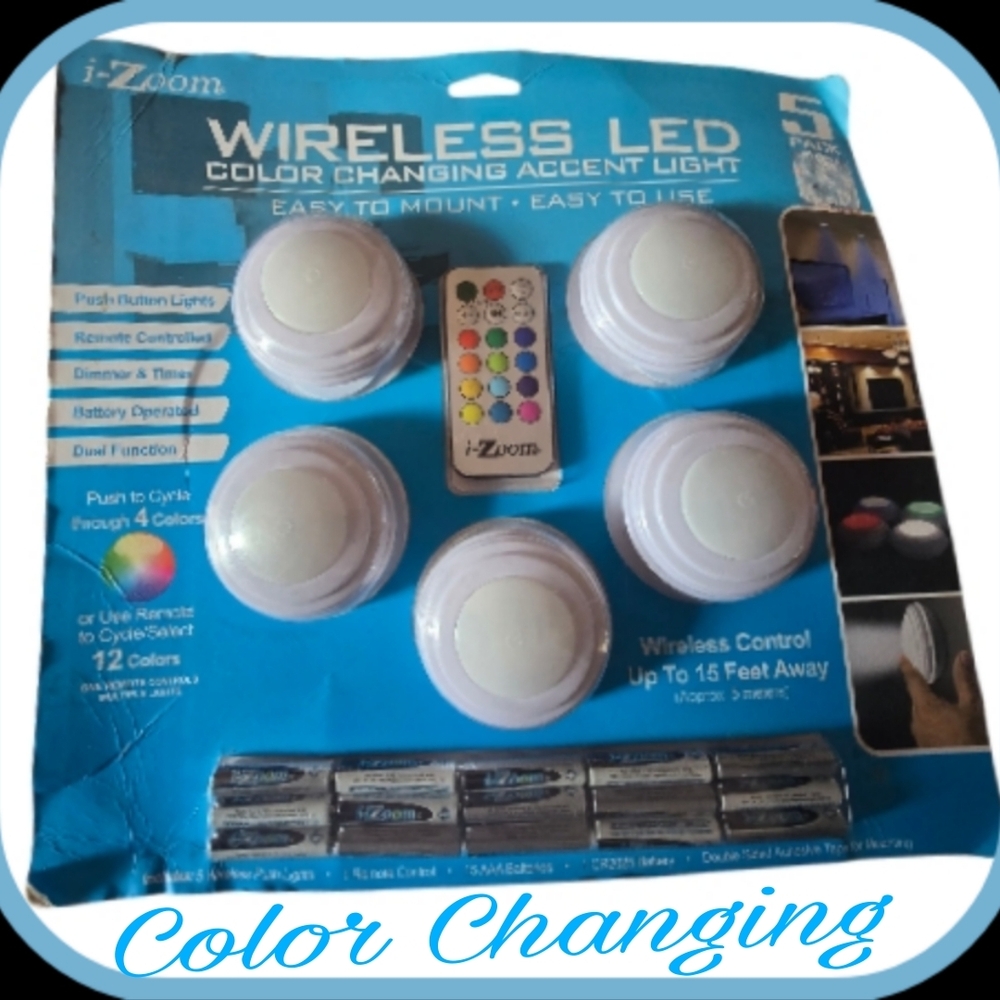i-Zoom Wireless LED Color Changing Accent Light - White~NEW